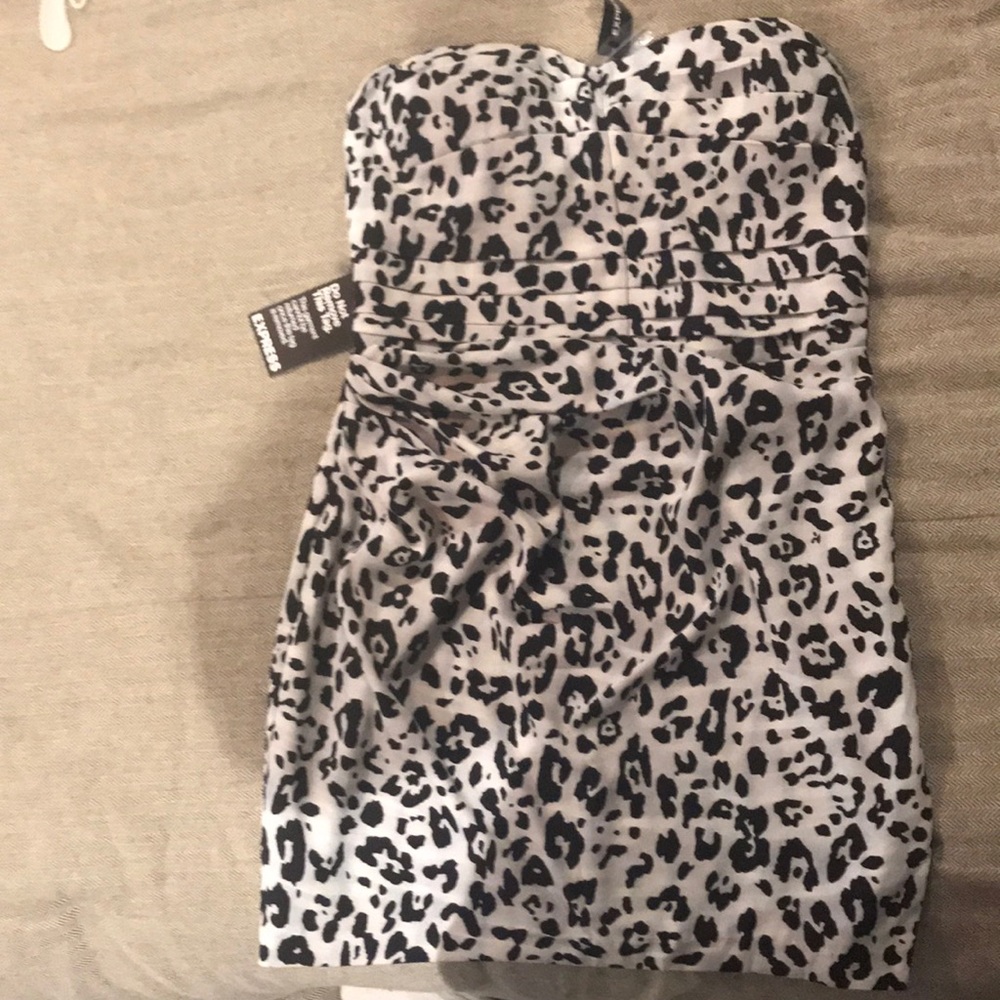 Express leopard chiffon strapless dress